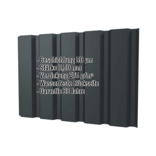 Trapezblech T35/207M | Wand | Stahl 0,50 mm | 50 µm PURMAT® | 7016 - Anthrazitgrau #2