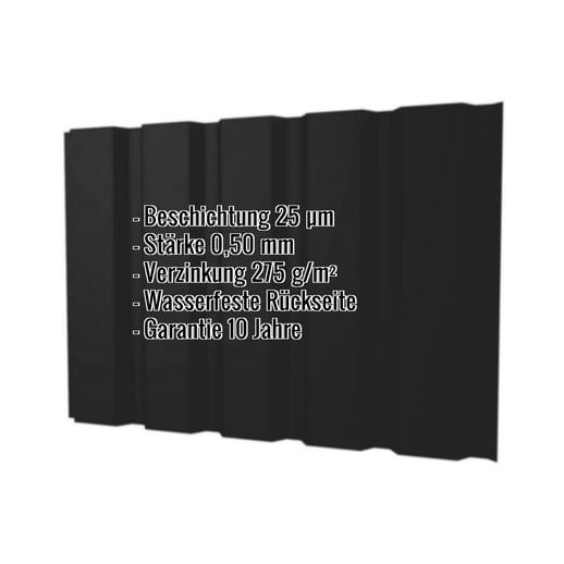 Trapezblech T35/207M | Wand | Stahl 0,50 mm | 25 µm Polyester | 9005 - Tiefschwarz #2