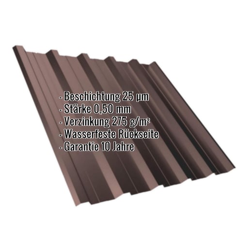 Trapezblech T35DR | Dach | Stahl 0,50 mm | 25 µm Polyester | 8017 - Schokoladenbraun #2