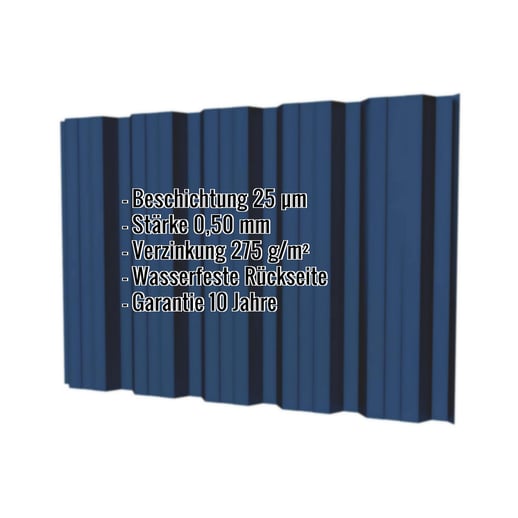 Trapezblech T35DR | Wand | Stahl 0,50 mm | 25 µm Polyester | 5010 - Enzianblau #2