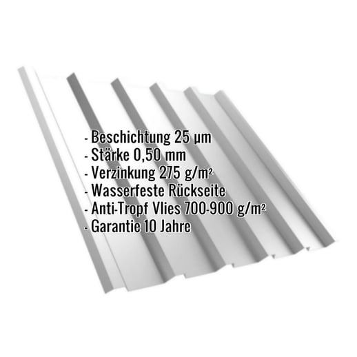 Trapezblech T35M | Dach | Anti-Tropf 700 g/m² | Stahl 0,50 mm | 25 µm Polyester | 7035 - Lichtgrau #2