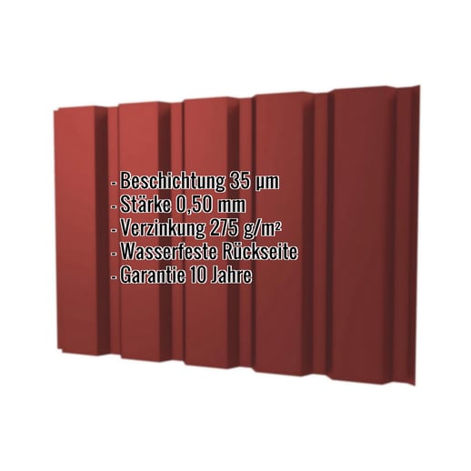 Trapezblech T35M | Wand | Stahl 0,50 mm | 35 µm Mattpolyester | 028 - Kirschrot #2