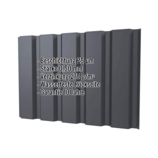 Trapezblech T35M | Wand | Stahl 0,50 mm | 25 µm Polyester | 7024 - Graphitgrau #2