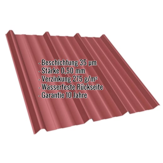 Trapezblech T45/333MD | Dach | Stahl 0,50 mm | 35 µm Mattpolyester | 028 - Kirschrot #2