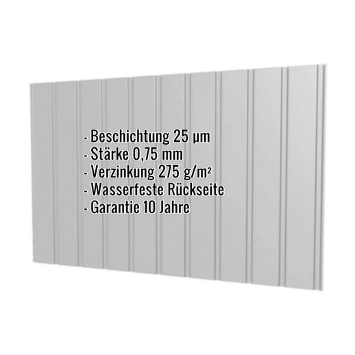 Trapezblech T7M | Wand | Stahl 0,75 mm | 25 µm Polyester | 9006 - Weißaluminium #2