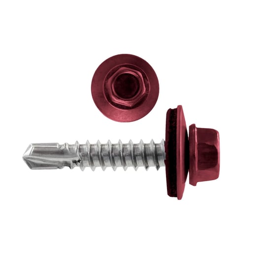 Edelstahlschrauben | Für Montage Tiefsicke auf Holzkonstruktion | 4,8 x 35 mm D14 | Weinrot #1