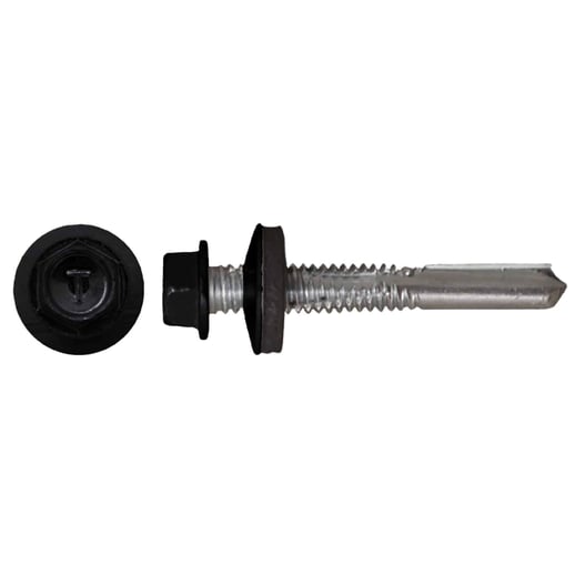 Verzinkte Schrauben | Für Montage Tiefsicke auf Stahlkonstruktion | 5,5 x 32 mm D14 | Tiefschwarz #1