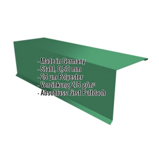 Pultabschluss | 11 cm x 10 cm x 2,00 m | 80° | Stahl 0,50 mm | 25 µm Polyester | 6029 - Minzgrün #2