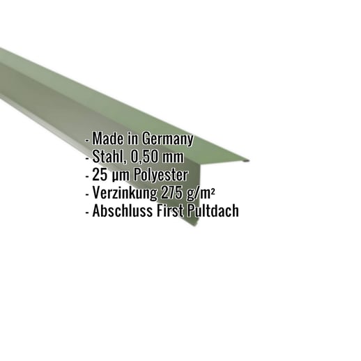 Pultabschluss | 11,5 x 11,5 cm | 80° | Stahl 0,50 mm | 25 µm Polyester | 6011 - Resedagrün #2