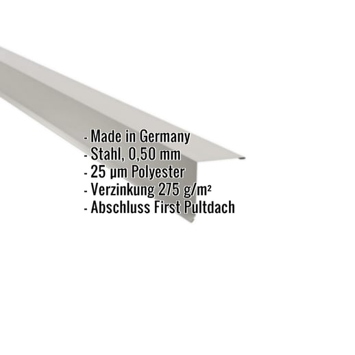 Pultabschluss | 11,5 x 11,5 cm | 80° | Stahl 0,50 mm | 25 µm Polyester | 9006 - Weißaluminium #2