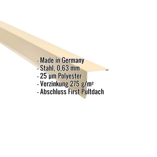 Pultabschluss | 11,5 x 11,5 cm | 80° | Stahl 0,63 mm | 25 µm Polyester | 1015 - Hellelfenbein #2