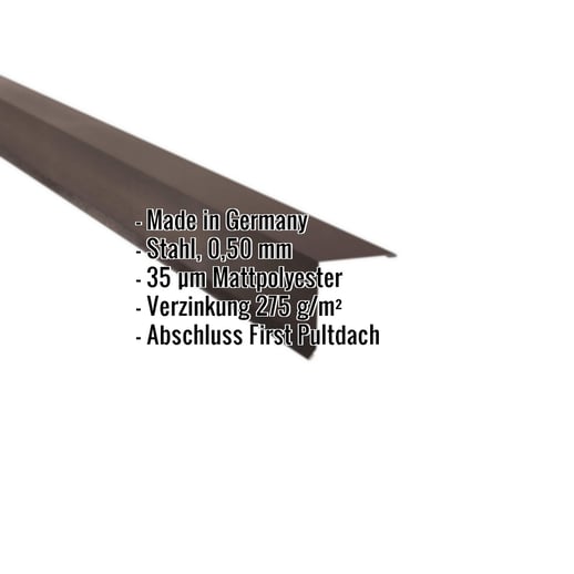 Pultabschluss | 11,5 x 11,5 cm | 80° | Stahl 0,50 mm | 35 µm Mattpolyester | 32 - Dunkelbraun #2