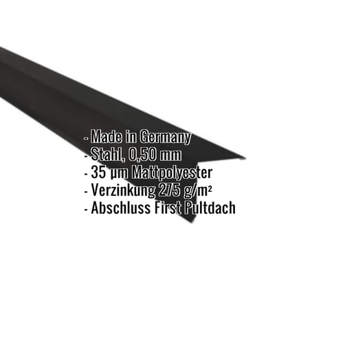 Pultabschluss | 11,5 x 11,5 cm | 80° | Stahl 0,50 mm | 35 µm Mattpolyester | 33 - Schwarz #2