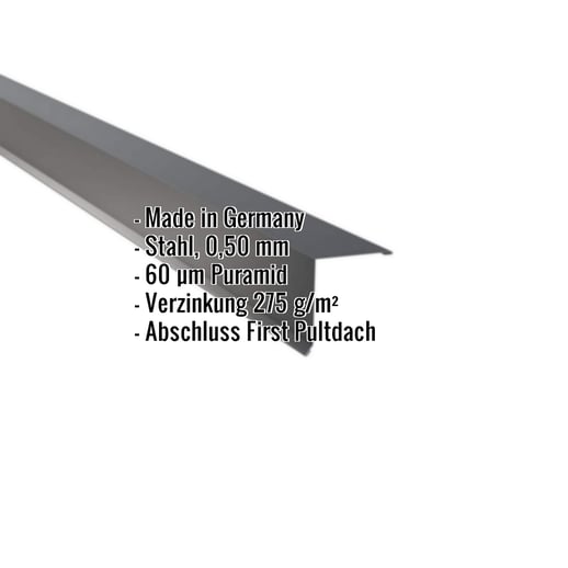 Pultabschluss | 11,5 x 11,5 cm | 80° | Stahl 0,50 mm | 60 µm Puramid | 7016 - Anthrazitgrau #2