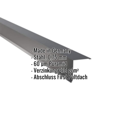 Pultabschluss | 11,5 x 11,5 cm | 80° | Stahl 0,75 mm | 60 µm Puramid | 7016 - Anthrazitgrau #2