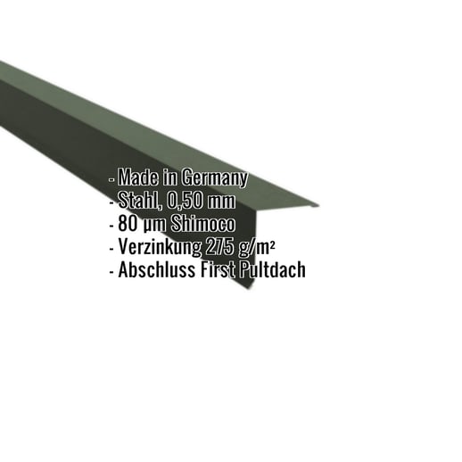 Pultabschluss | 11,5 x 11,5 cm | 80° | Stahl 0,50 mm | 80 µm Shimoco | 6020 - Chromoxidgrün #2