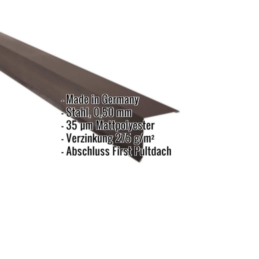 Pultabschluss | 11,5 x 11,5 cm | 85° | Stahl 0,50 mm | 35 µm Mattpolyester | 32 - Dunkelbraun #2