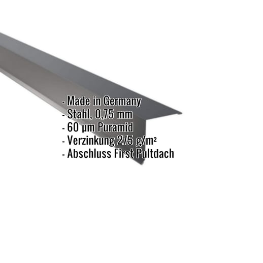 Pultabschluss | 11,5 x 11,5 cm | 85° | Stahl 0,75 mm | 60 µm Puramid | 7016 - Anthrazitgrau #2