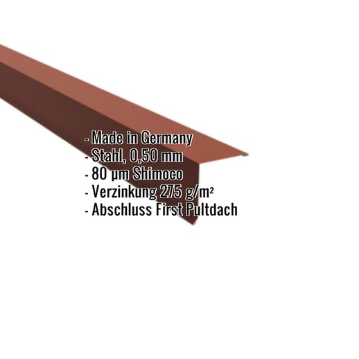 Pultabschluss | 11,5 x 11,5 cm | 85° | Stahl 0,50 mm | 80 µm Shimoco | 8004 - Kupferbraun #2