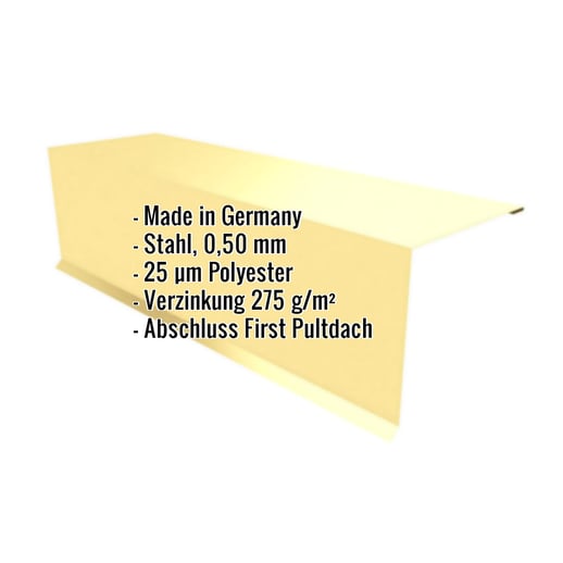 Pultabschluss | 15 cm x 15 cm x 2,00 m | 80° | Stahl 0,50 mm | 25 µm Polyester | 1015 - Hellelfenbein #2