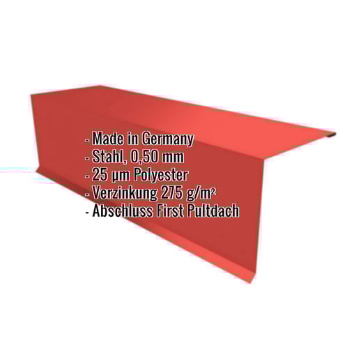 Pultabschluss | 15 cm x 15 cm x 2,00 m | 80° | Stahl 0,50 mm | 25 µm Polyester | 3016 - Korallenrot #2