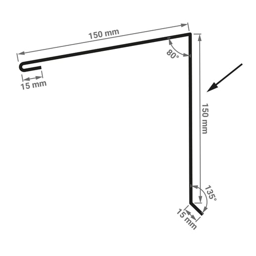 Pultabschluss | 15 cm x 15 cm x 2,00 m | 80° | Stahl 0,75 mm | 25 µm Polyester | 6020 - Chromoxidgrün #4