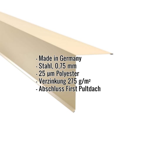 Pultabschluss | 20 x 25 cm | 80° | Stahl 0,75 mm | 25 µm Polyester | 1015 - Hellelfenbein #2