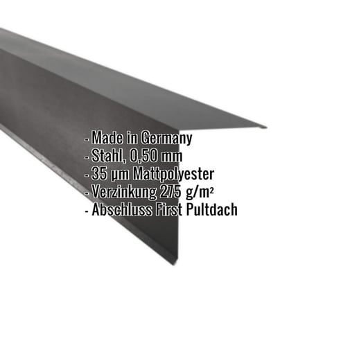 Pultabschluss | 20 x 25 cm | 80° | Stahl 0,50 mm | 35 µm Mattpolyester | 23 - Dunkelgrau #2