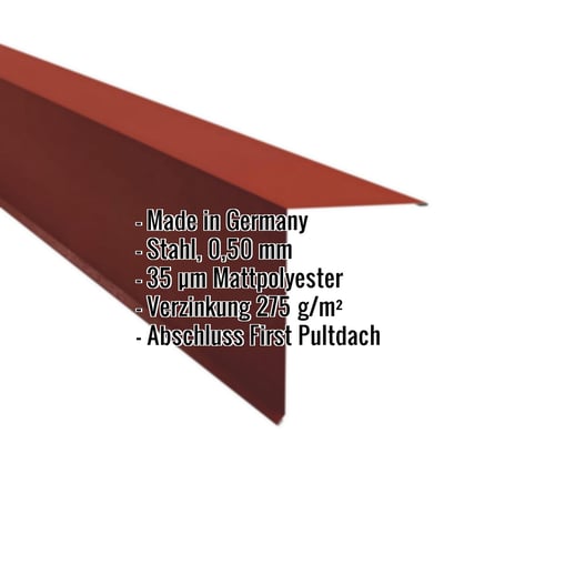 Pultabschluss | 20 x 25 cm | 80° | Stahl 0,50 mm | 35 µm Mattpolyester | 29 - Rot #2