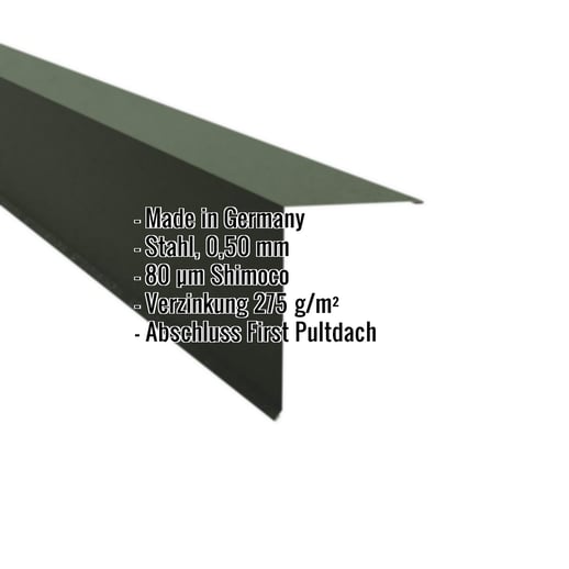 Pultabschluss | 20 x 25 cm | 80° | Stahl 0,50 mm | 80 µm Shimoco | 6020 - Chromoxidgrün #2
