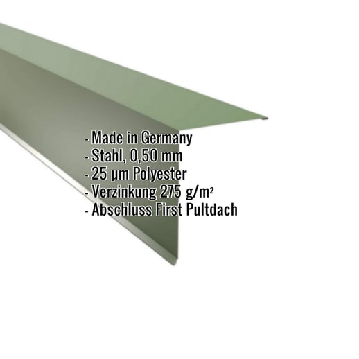 Pultabschluss | 20 x 25 cm | 85° | Stahl 0,50 mm | 25 µm Polyester | 6011 - Resedagrün #2