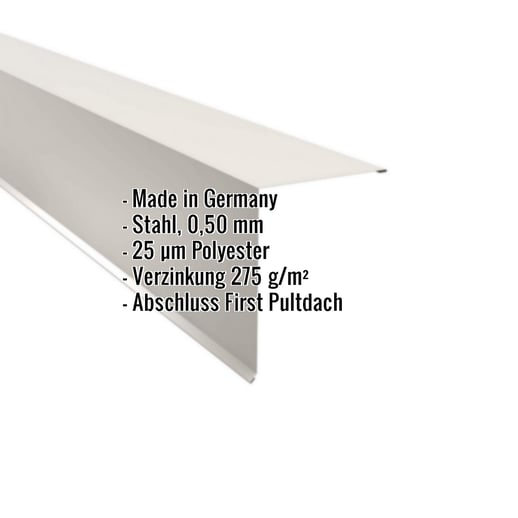 Pultabschluss | 20 x 25 cm | 85° | Stahl 0,50 mm | 25 µm Polyester | 9010 - Reinweiß #2