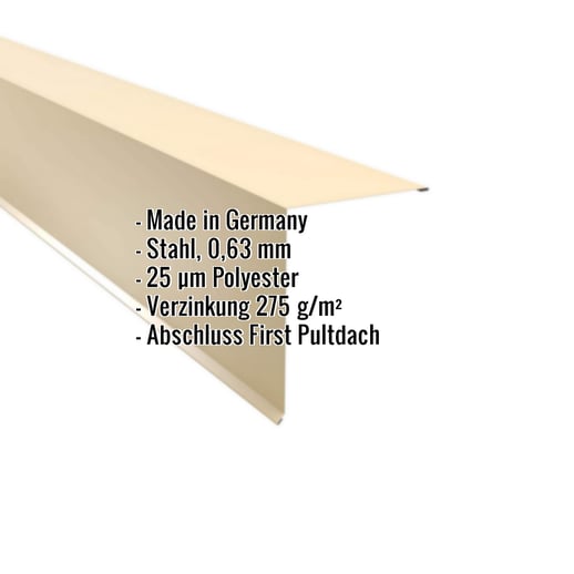 Pultabschluss | 20 x 25 cm | 85° | Stahl 0,63 mm | 25 µm Polyester | 1015 - Hellelfenbein #2