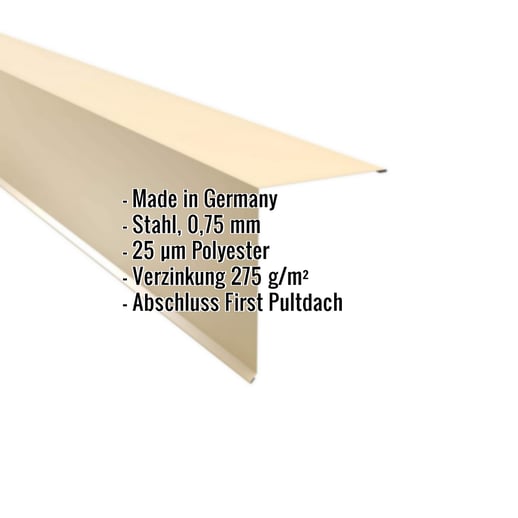 Pultabschluss | 20 x 25 cm | 85° | Stahl 0,75 mm | 25 µm Polyester | 1015 - Hellelfenbein #2