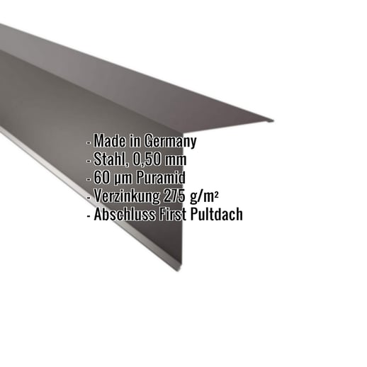 Pultabschluss | 20 x 25 cm | 85° | Stahl 0,50 mm | 60 µm Puramid | 8017 - Schokoladenbraun #2