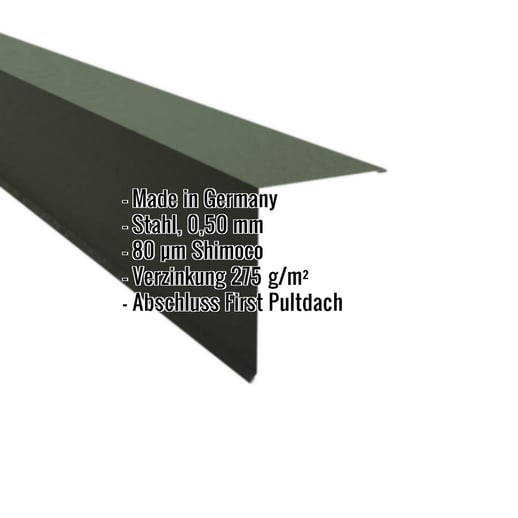 Pultabschluss | 20 x 25 cm | 85° | Stahl 0,50 mm | 80 µm Shimoco | 6020 - Chromoxidgrün #2