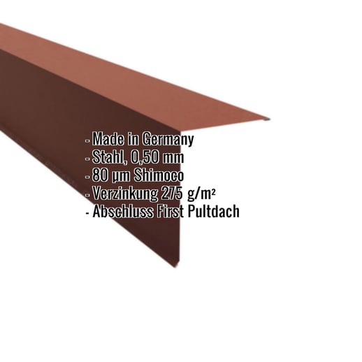 Pultabschluss | 20 x 25 cm | 85° | Stahl 0,50 mm | 80 µm Shimoco | 8004 - Kupferbraun #2