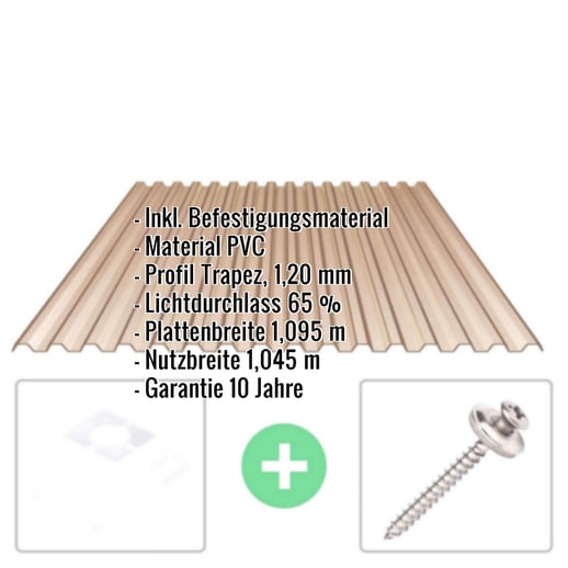 PVC Spundwandplatte | 70/18 | Sparpaket | 1,20 mm | Bronze | Breite 8,41 m | Länge 3,50 m #2