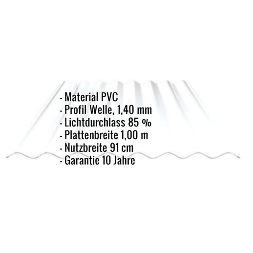 PVC Wellplatte | 130/30 | Profil 8 | 1,40 mm | Klarbläulich | 2,50 m #2
