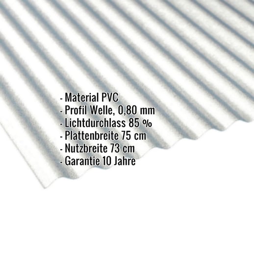 PVC Wellplatte | 32/09 | 0,80 mm | Klar | Frost-Struktur | 1,20 x 0,75 m #2