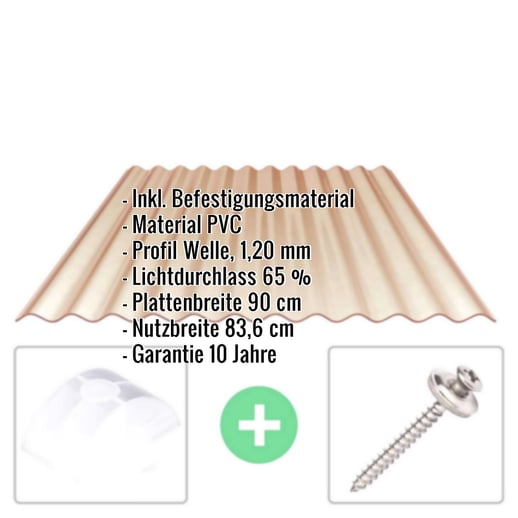 PVC Wellplatte | 76/18 | Sparpaket | 1,20 mm | Bronze | Breite 3,41 m | Länge 3,00 m #2