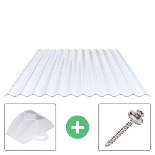 PVC Wellplatte | 76/18 | Sparpaket | 1,30 mm | Klarbläulich | Breite 3,25 m | Länge 2,00 m #1