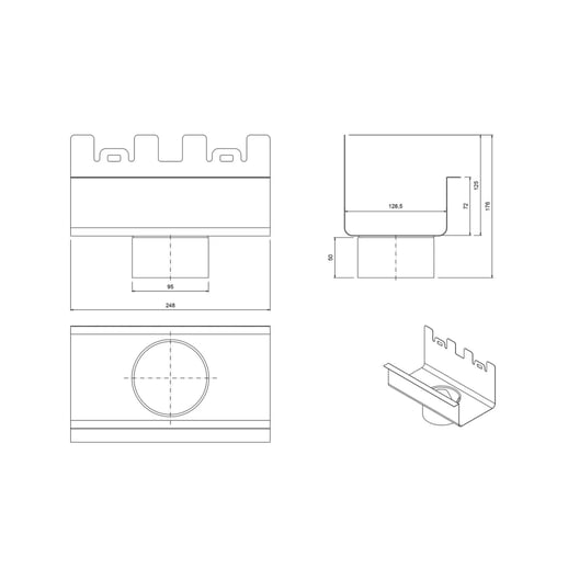 Rinnenablauf | Stahl | Ø 125/100 mm | 7016 - Anthrazitgrau #2
