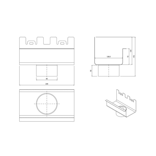 Rinnenablauf | Stahl | Ø 125/100 mm | 9005 - Tiefschwarz #2