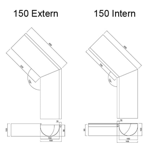 Rinnenaußenwinkel 135° | Stahl | Ø 150 mm | 9006 - Weißaluminium #2