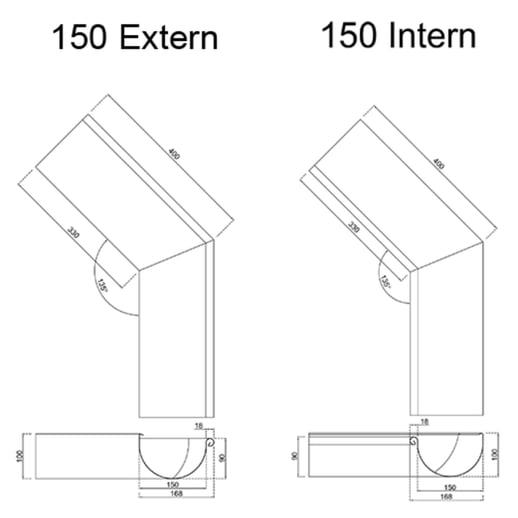 Rinneninnenwinkel 135° | Stahl | Ø 150 mm | 7024 - Graphitgrau #2