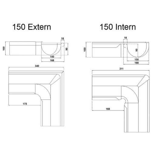 Rinneninnenwinkel 90° | Stahl | Ø 150 mm | 028 - Kirschrot #2