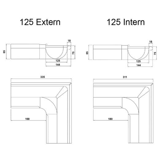 Rinneninnenwinkel 90° | Titanzink | Ø 125 mm #2