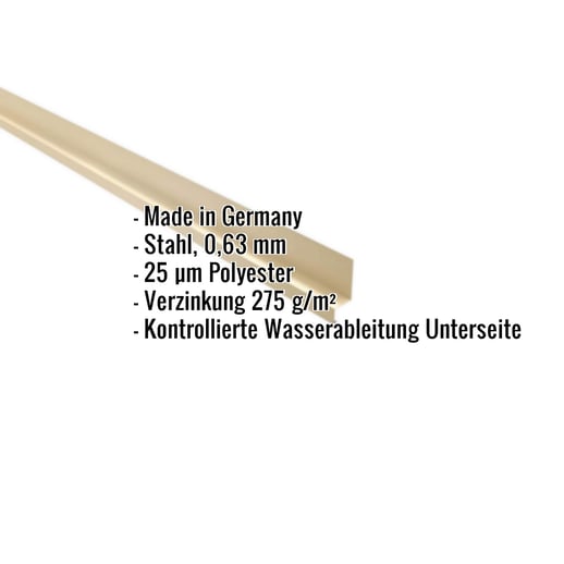 Sockelleiste | 5 x 2,5 x 2 cm | 100° | Stahl 0,63 mm | 25 µm Polyester | 1015 - Hellelfenbein #2
