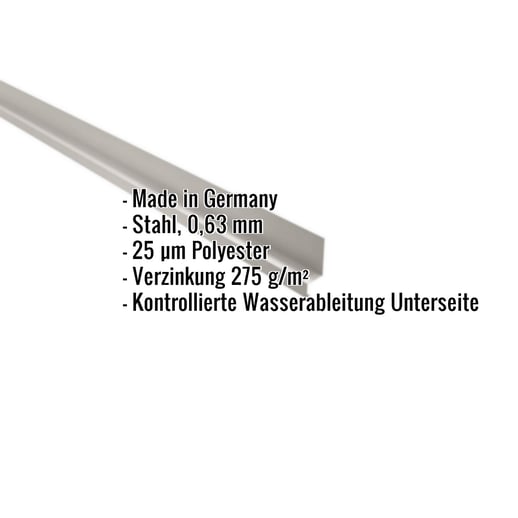 Sockelleiste | 5 x 2,5 x 2 cm | 100° | Stahl 0,63 mm | 25 µm Polyester | 9002 - Grauweiß #2